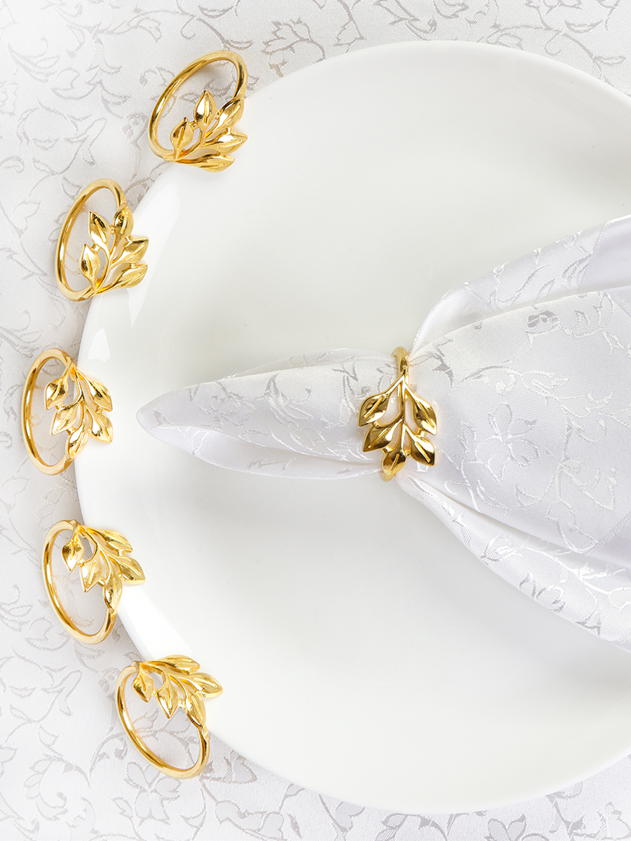 Кольца для салфеток 6 штук Веточка Золото / JG05 /уп 200/ 8 марта/ подарок для женщины