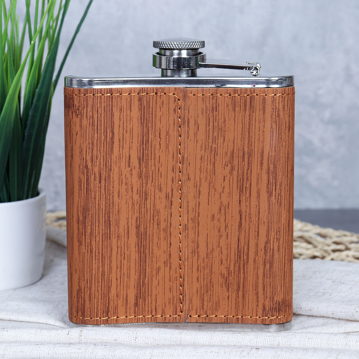 Фляжка 200 мл фактура дерево / FL-162 /уп 100/ 