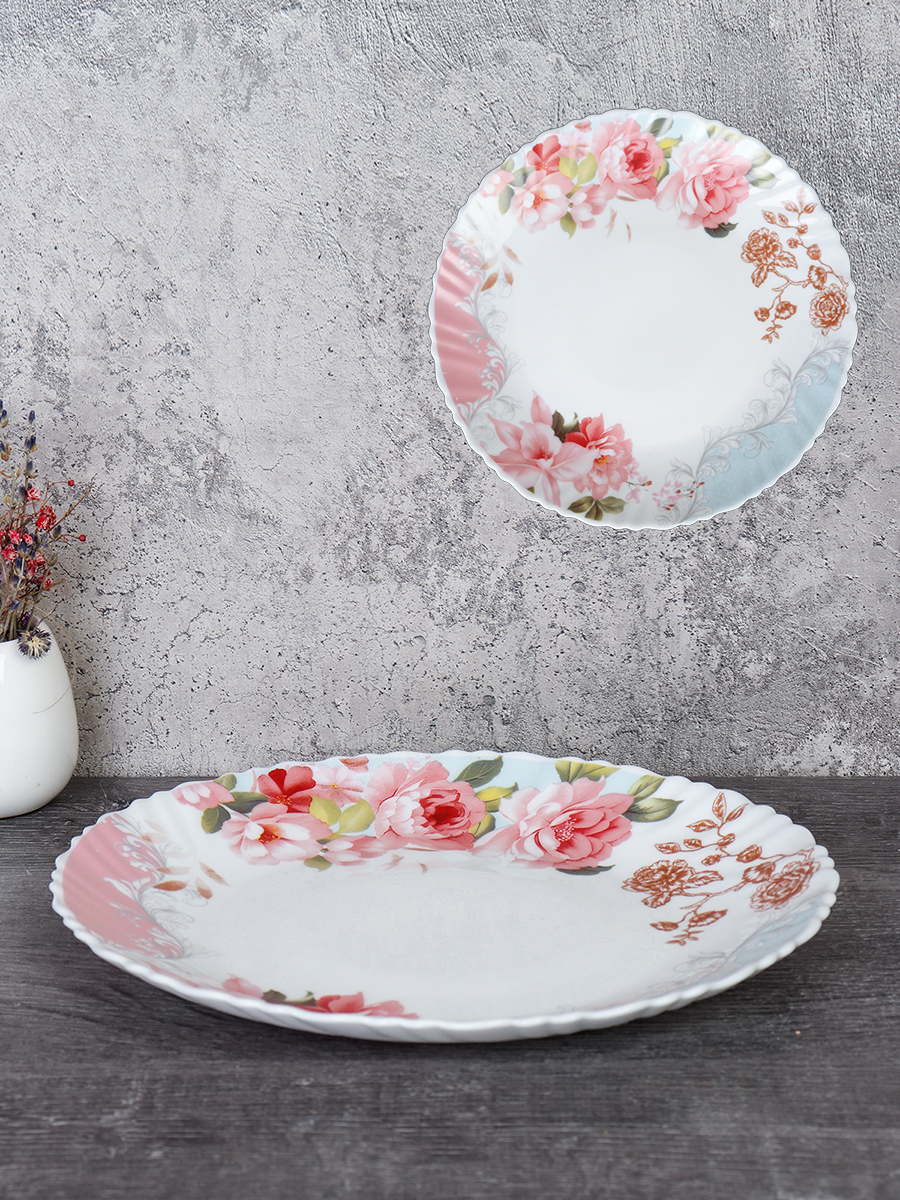 Тарелка 215 мм / LHP-85 (6801) /уп 48/Розы на голубом