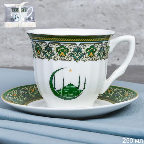 Чайная пара 2 предмета 250 мл PVC Муслим / ZSV02-2PV /уп 36/ Костяной фарфор
