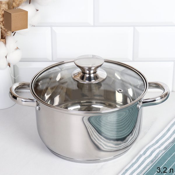 Кастрюля 3,2 л, Аванта / LB-1106-8B-3,2 /уп 1/ индукция/ Гофрокороб/ KISIGA