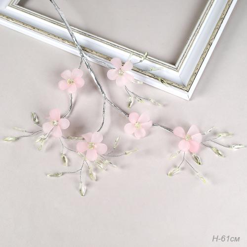 Ветка декоративная стеклярус 61 см Розовые цветы / SA24217 /уп 360/