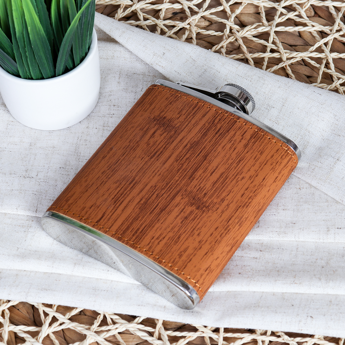 Фляжка 200 мл фактура дерево / FL-162 /уп 100/ 