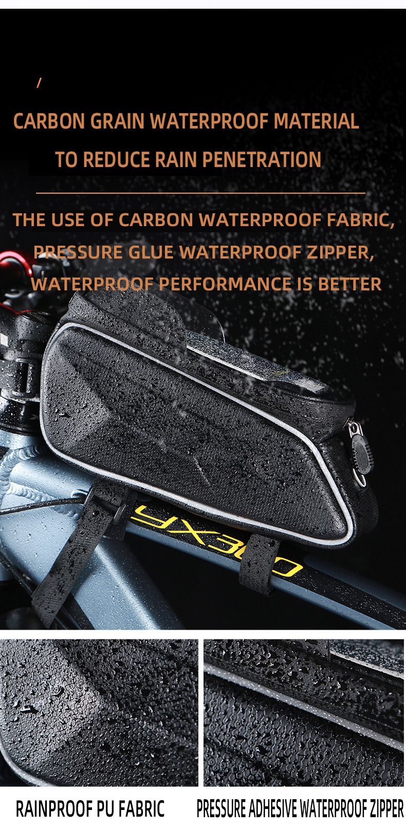 Сумка велосипедная на раму COMIRON "NARAMU" жёсткий EVA Hard Shell корпус водонепроницаемая отдел для смартфон с защитной блендой 23х14.5х8см  /уп 50/