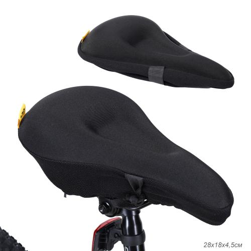 Чехол на велосипедное седло 28х18х3.5 см. Материал: Silicone-Sponge-Lycra. С липучкой. Черный /уп 50/