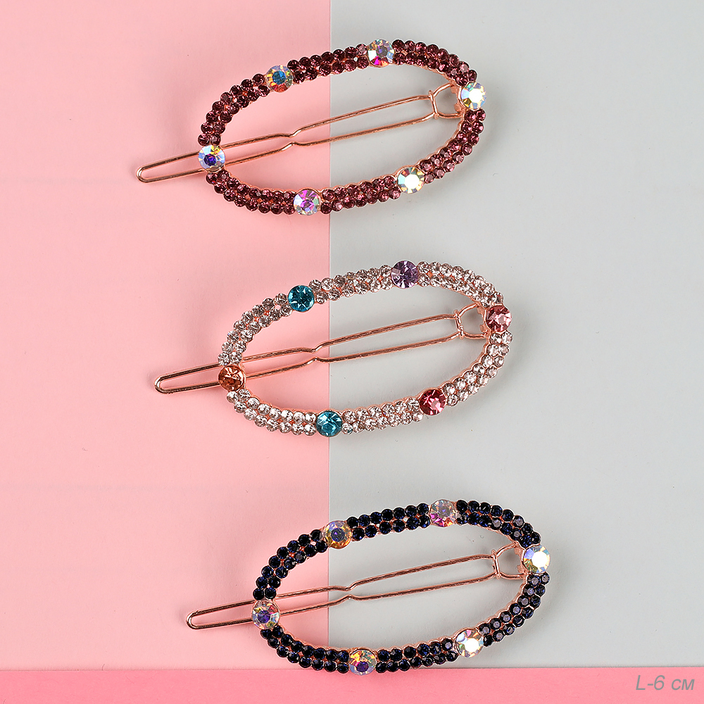 Заколка-зажим для волос 6 см / GTN-9 /уп 12/стразы