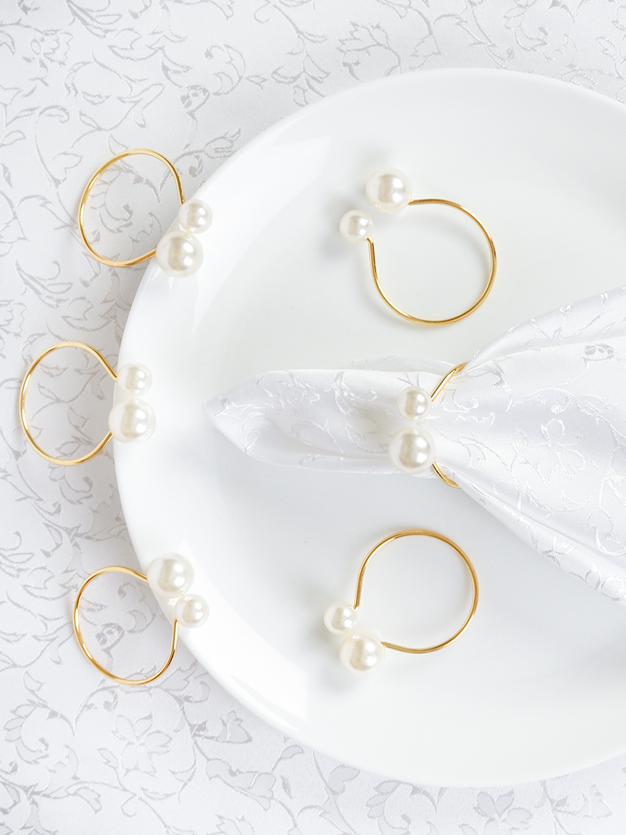 Кольца для салфеток 6 штук Бусины Золото / JG03 /уп 200/ 8 марта/ подарок для женщины