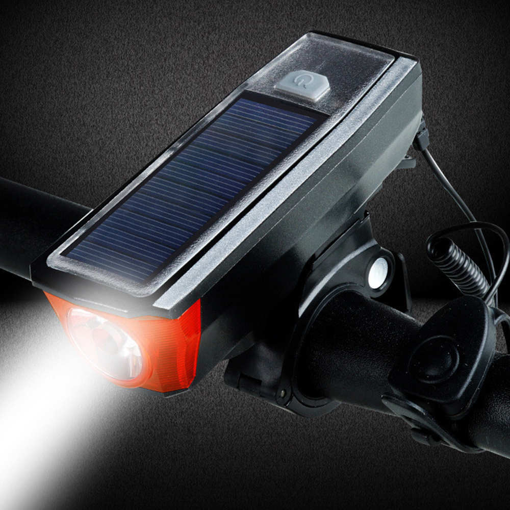 Фонарь передний COMIRON "SUNPOWER", корпус: ABS, свет: T6, 350lm, 2000mAh, 4 режима, USB-micro, солнечная батарея, POWER BANK, сигнал /уп 80/