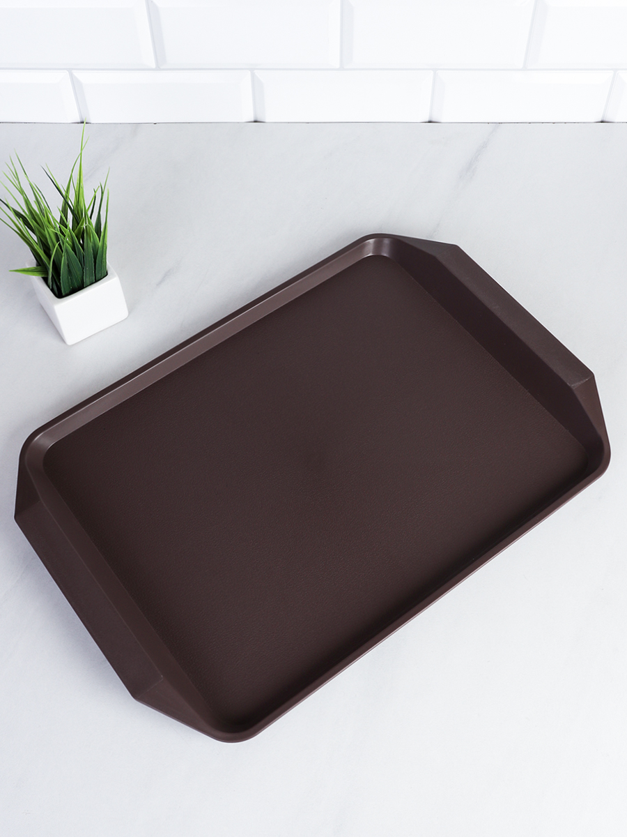 Поднос антискользящая поверхность 30х43 см / 805 /уп 50/ коричневый