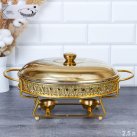 Мармит с подогревом 2,5 л Gold / HT95214-2.5 /уп 6/ жаростойкое стекло на металл подставке с крышкой