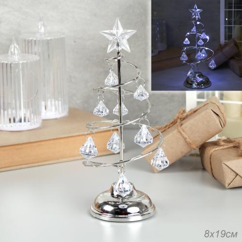 Новогоднее украшение Елка 19 см серебро / NG-01/2 /уп 96/Новый год