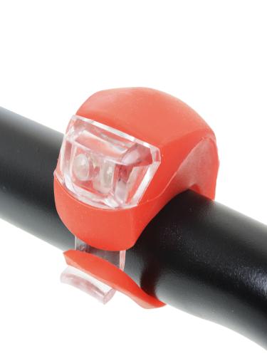 Фонарь LED в силиконовом корпусе на руль велосипеда скутера на шлем питание от батареек красный /уп 200/