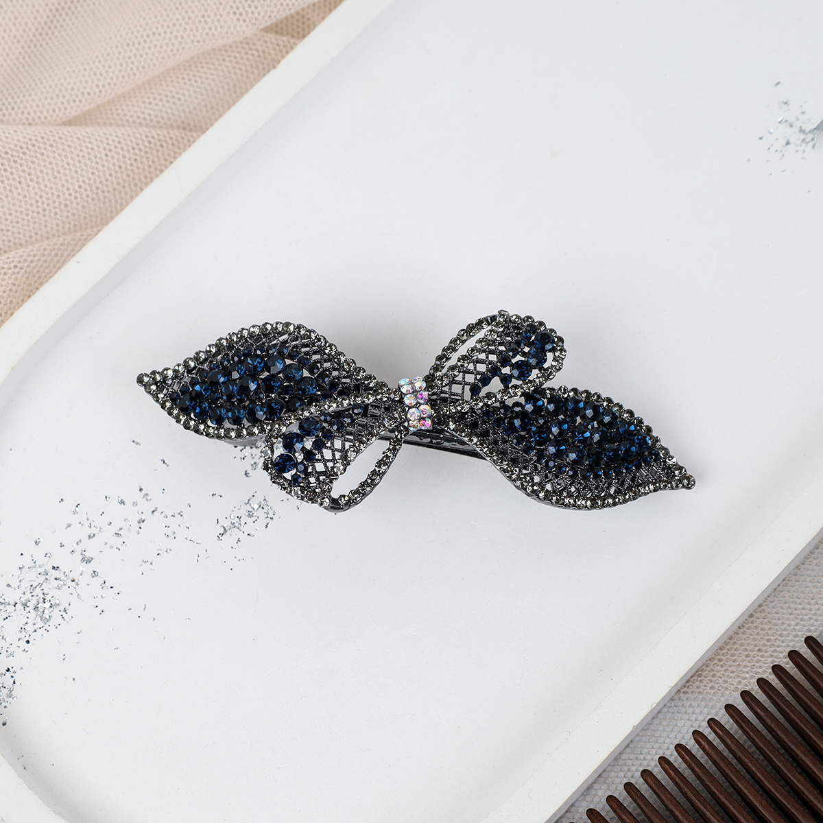 Заколка-автомат Бант стразы / N3258-13 /уп 12/