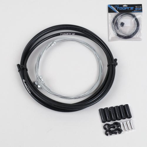Комплект оплетки и тросов велосипеда на тормоза. 1 Оплетка/2 троса/наконечники/зажимы. TOOPRE SCS-002. черный/уп 100/