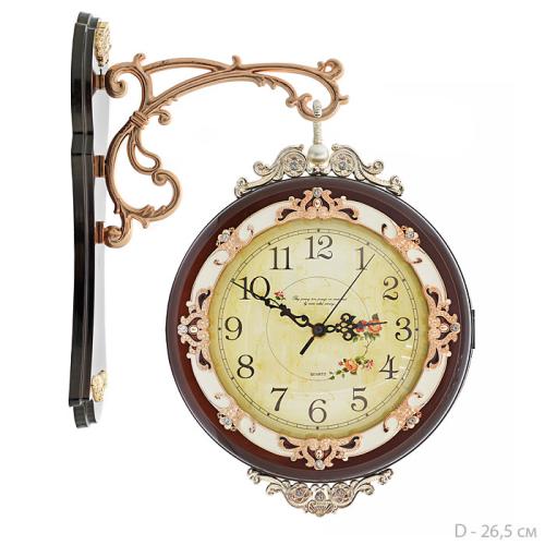 Часы настенные двухсторонние Вокзальные 26,5 см / 9889B /уп 6/коричневые