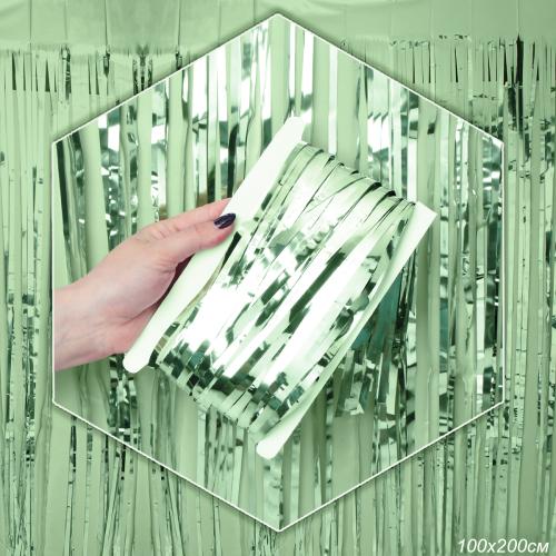 Дождь занавес 100x200 см светло зеленый / NGA-20 /уп 10/300/для фотозоны на клейкой ленте