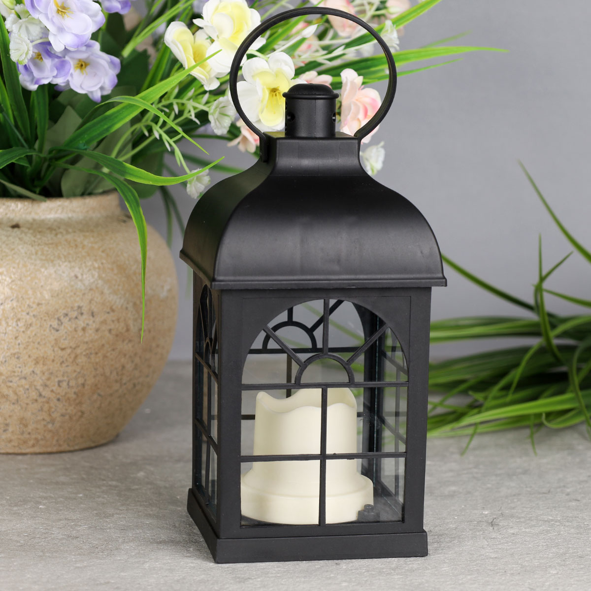 Светильник фонарь настольный 21 см черный / YR01515B /уп 48/от батареек