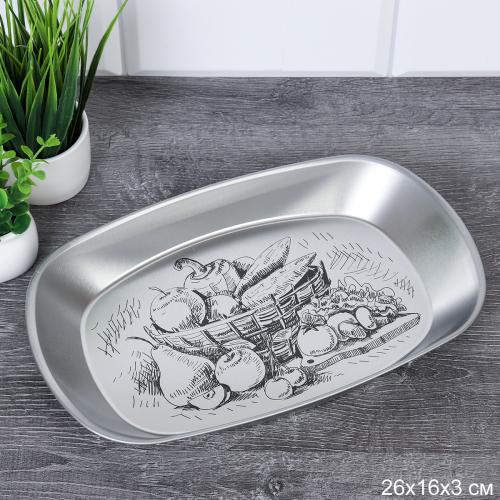 Тарелка глубокая овальная 26х16x3 см металл / DR-100 / уп 400 / 0.105/ АКЦИЯ