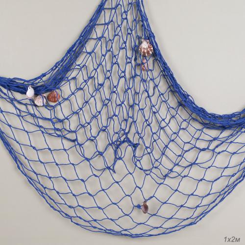 Сеть декоративная 1х2 м синяя с ракушками / B331 /уп 100/