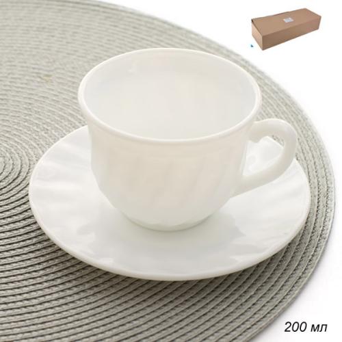 Чайная пара 2 предмета ПАРА 200 мл белый  XWB190-12B /уп72/