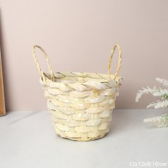 Корзина плетеная 12х9 с ручками ЖЕЛТАЯ / 587-113-D /уп 600/679317