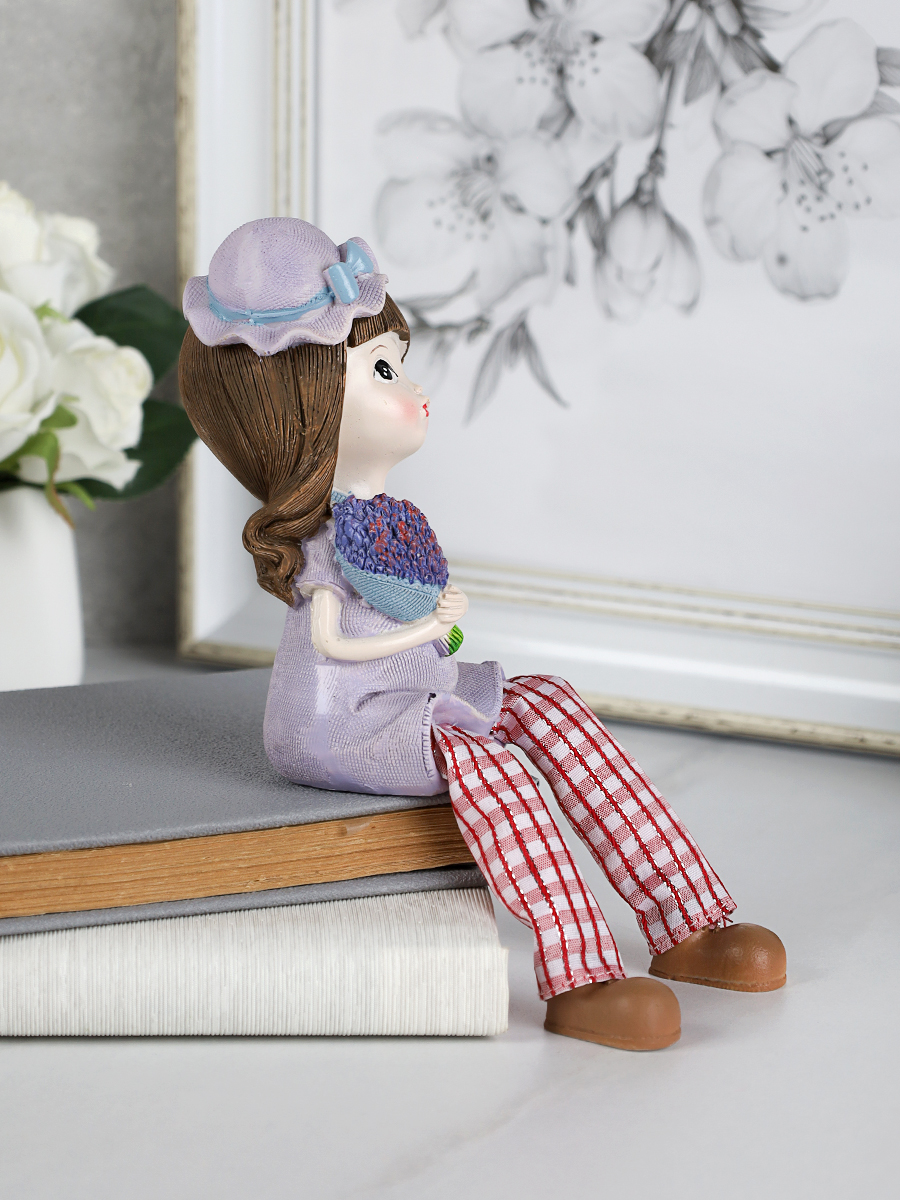 Фигурка Мальчик/Девочка с лавандой висячие ножки 2 штуки набор 22 см / 9935 /уп 60/