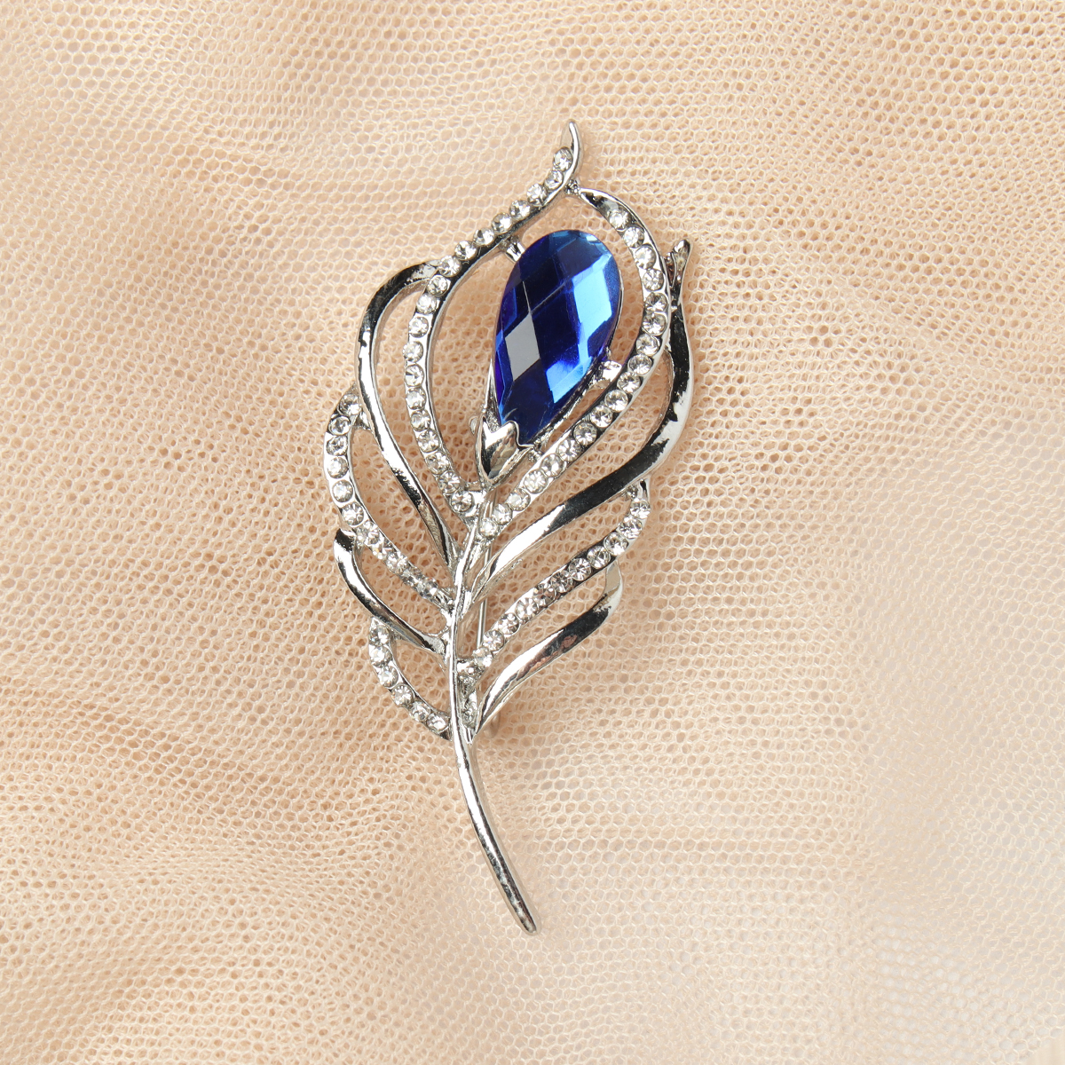 Брошь Перо 9 см / 38B-10-14 /уп 420/ (Синий)