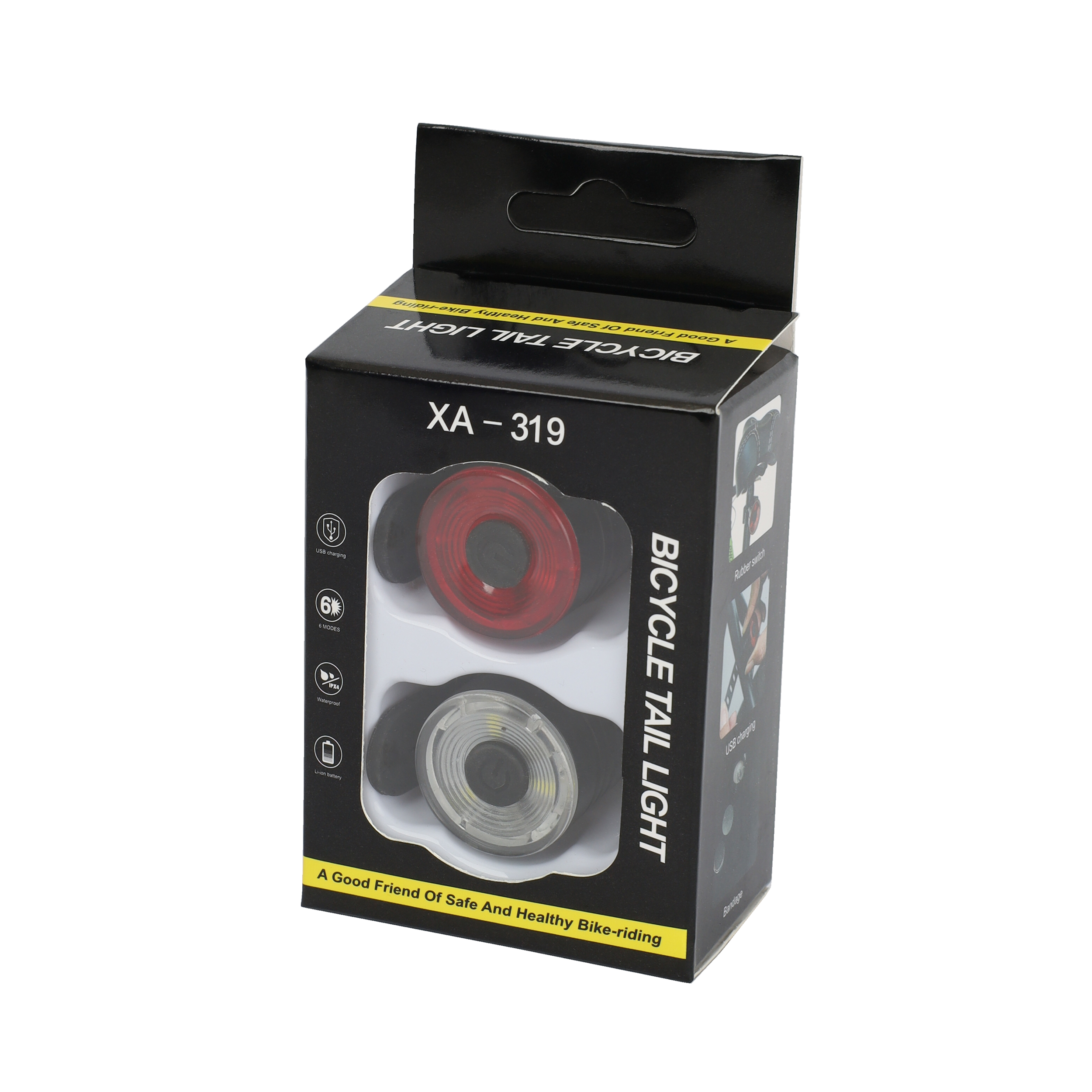 Набор фонарей передний и задний COMIRON "AS-08", корпус: алюминий, свет: LED, 200lm, 3 режима, CR2032x2, влагозащита, 80гр /уп 300/