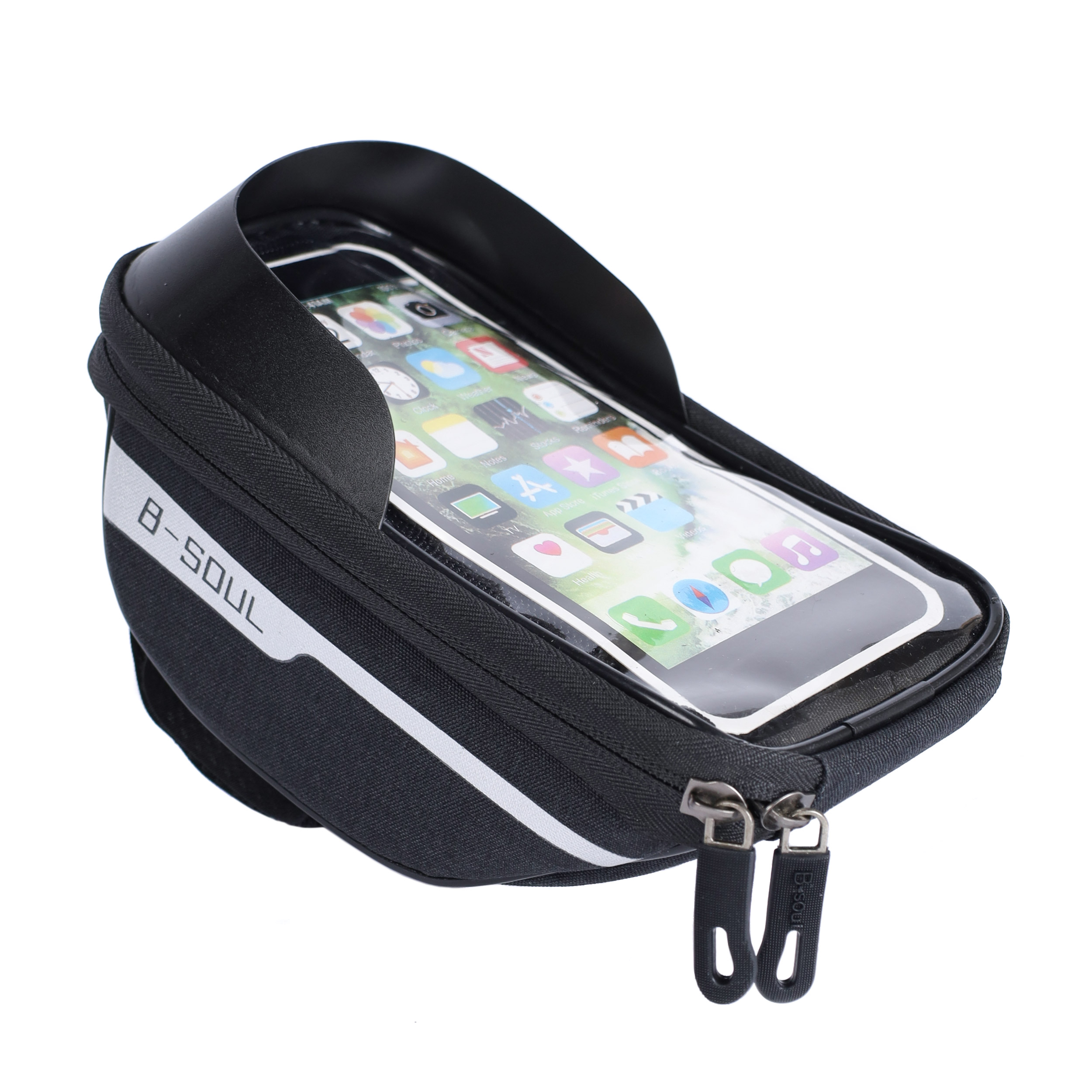 Сумка велосипедная на руль COMIRON материал 600D Oxford Cloth, отсек для смартфона на молнии, Размер 10х9х18см, /уп 80/