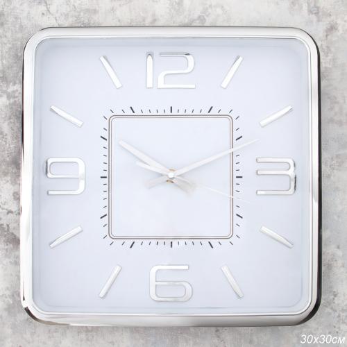 Часы настенные 30х30 см / WS-5733B /уп 20/серебро