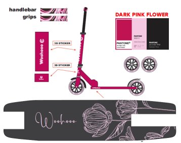 Самокат 2-х колесный Woohooo Vibex / колеса 200мм / Pink Flower / уп 4