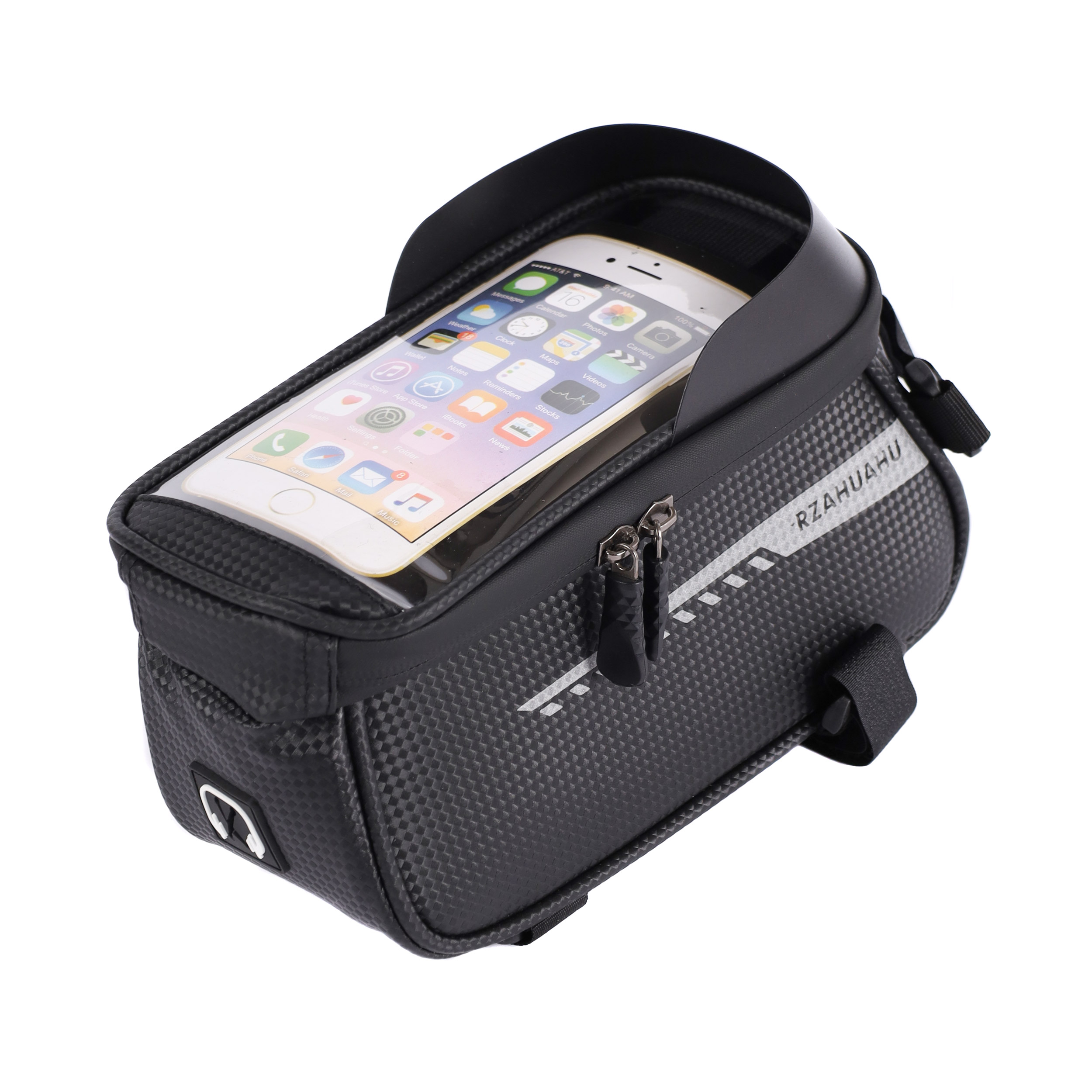 Сумка велосипедная на раму RZAHUAHU, с отделением для смартфона, основной отсек на молнии, водонепроницаемый. Размер 21*10*10см. /уп 50/