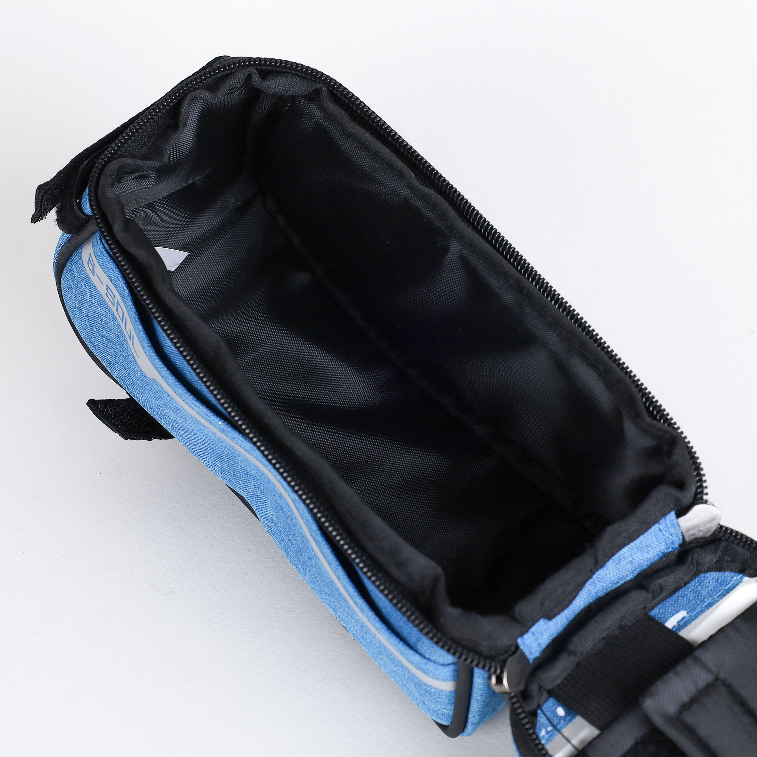 Сумка велосипедная на раму BICYCLE SOUL, с отделением для смартфона 6.0", основной отсек на молнии, голубая, 21x10.5x9см. /уп 50/