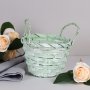 Корзина плетеная 12х9 с ручками ЗЕЛЕНАЯ / 587-113-Б /уп 600/679317