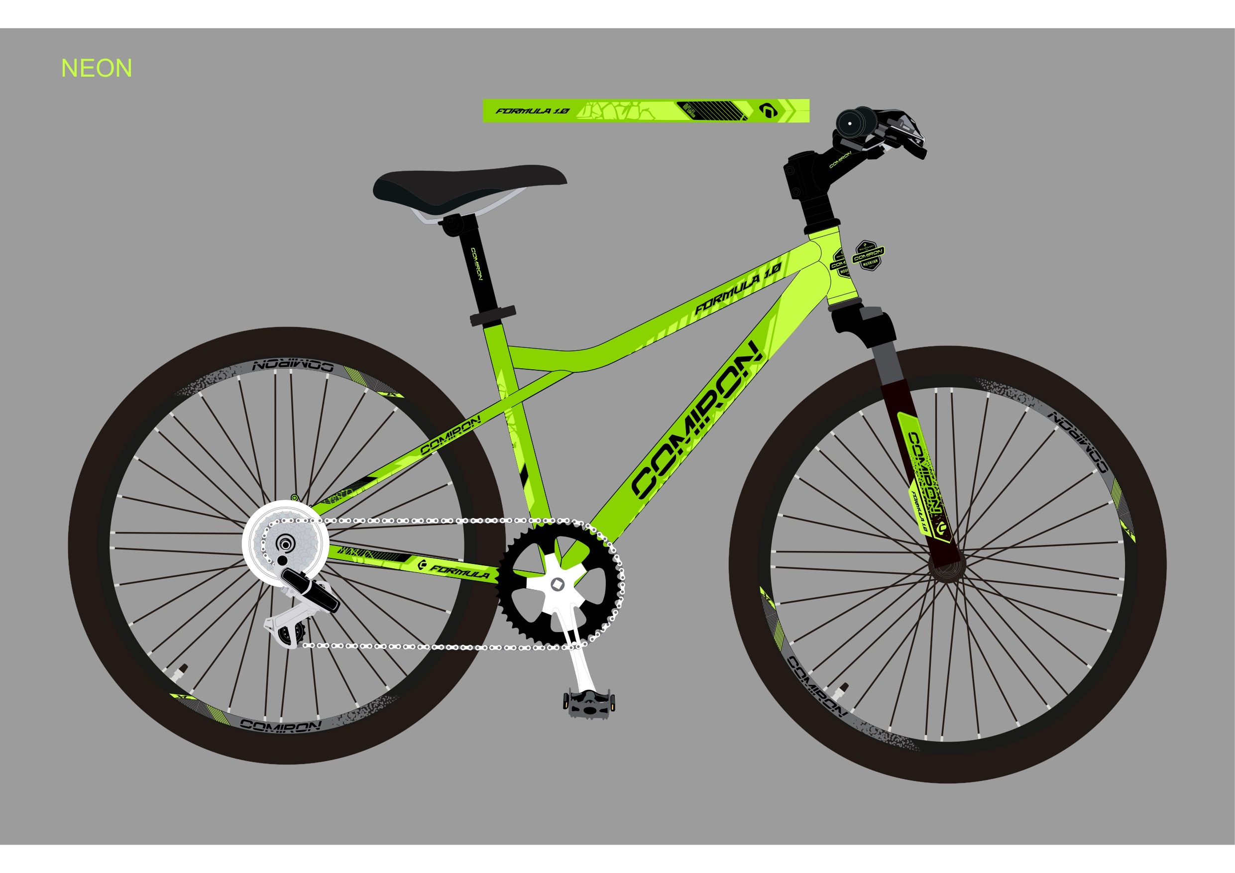 Велосипед 27,5" рама 17" 21sp CF750 G COMIRON FORMULA зелёный яркий лайм светлый неон