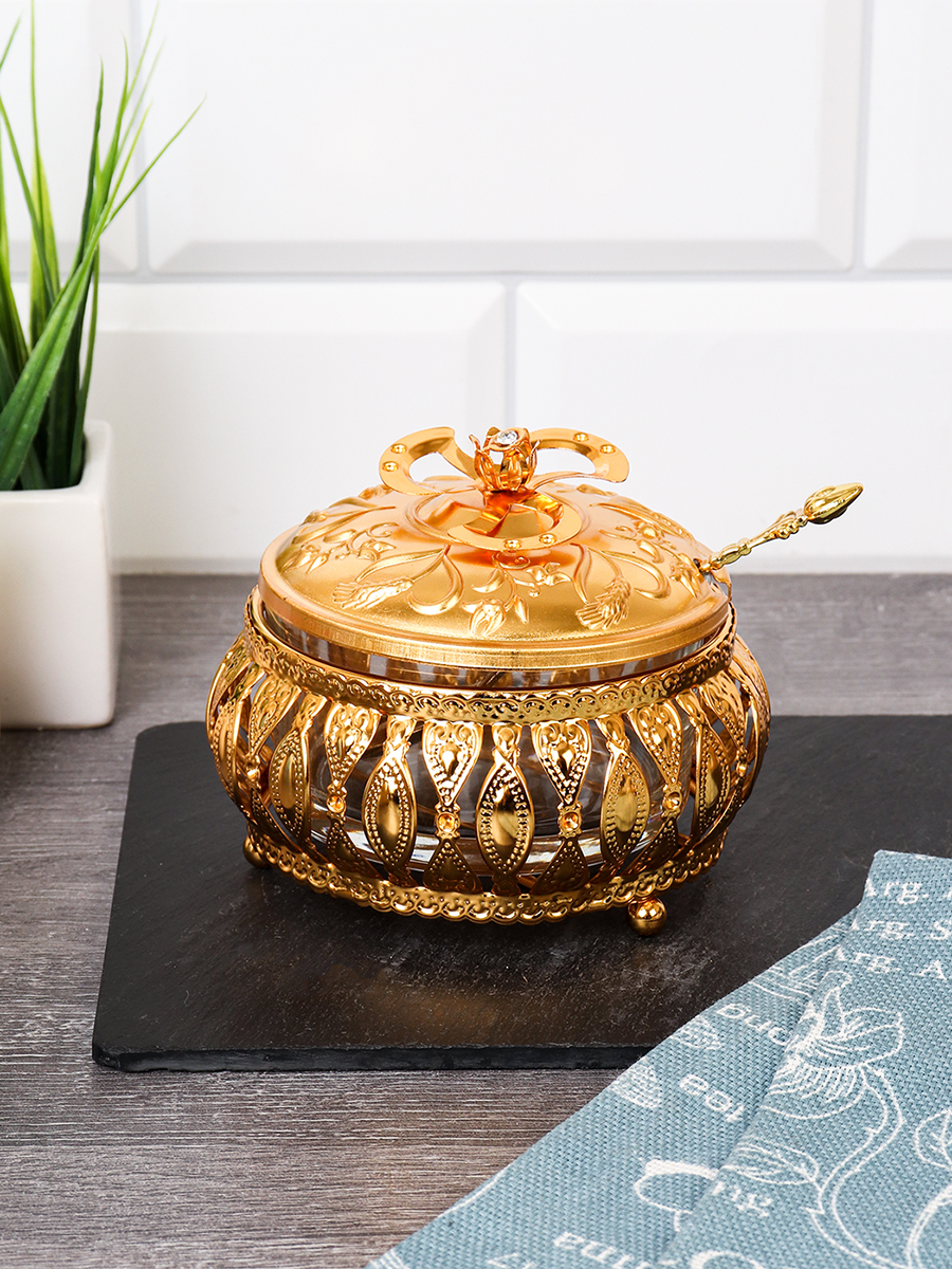 Сахарница с ложкой / 997-9-GOLD /уп 96/