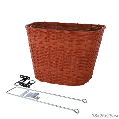 Корзина для велосипеда пластиковая плетеная коричневая. / 1DVMI-18 / уп 30