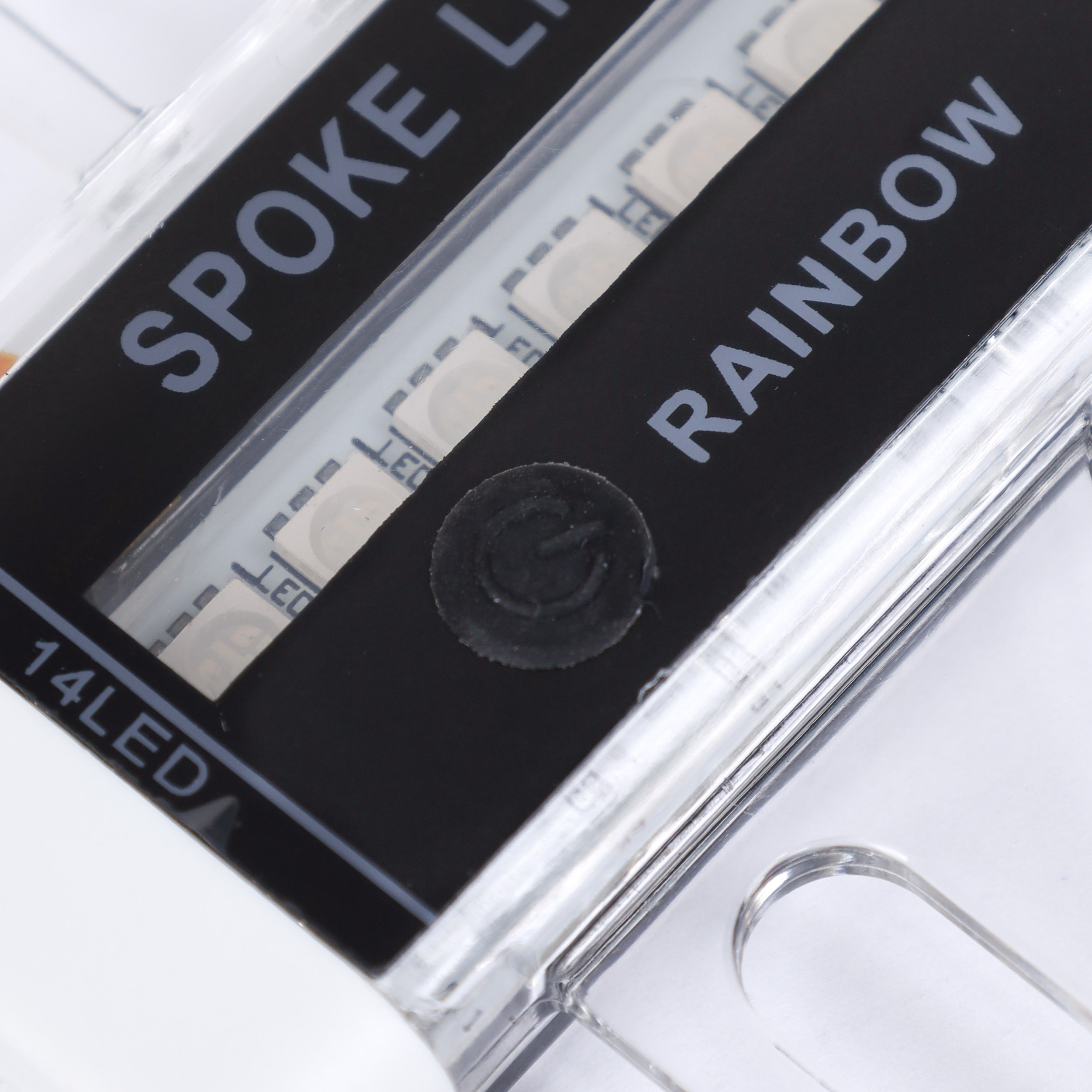 Фонарь подсветка для колес COMIRON "A02" корпус: пластик; свет 14 RGB LED; аккум USB; влагозащита IPX5; 30 рисунков. /уп 100/