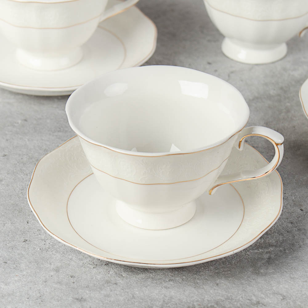 Чайный набор 12 предметов 250 мл на ножке / RS/12-FY21001 /уп 8/ Завитки