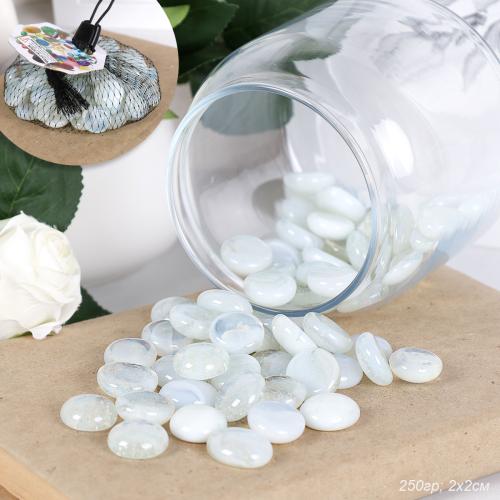 Декоративные камни 250г / 7-219-3 /уп 100/ белый со стеклом / 711819