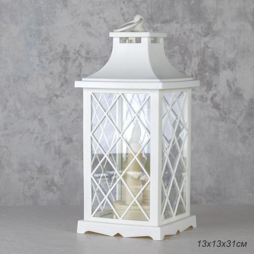 Светильник фонарь настольный 31 см белый три свечи / W672-14-1 /уп 24/от батареек