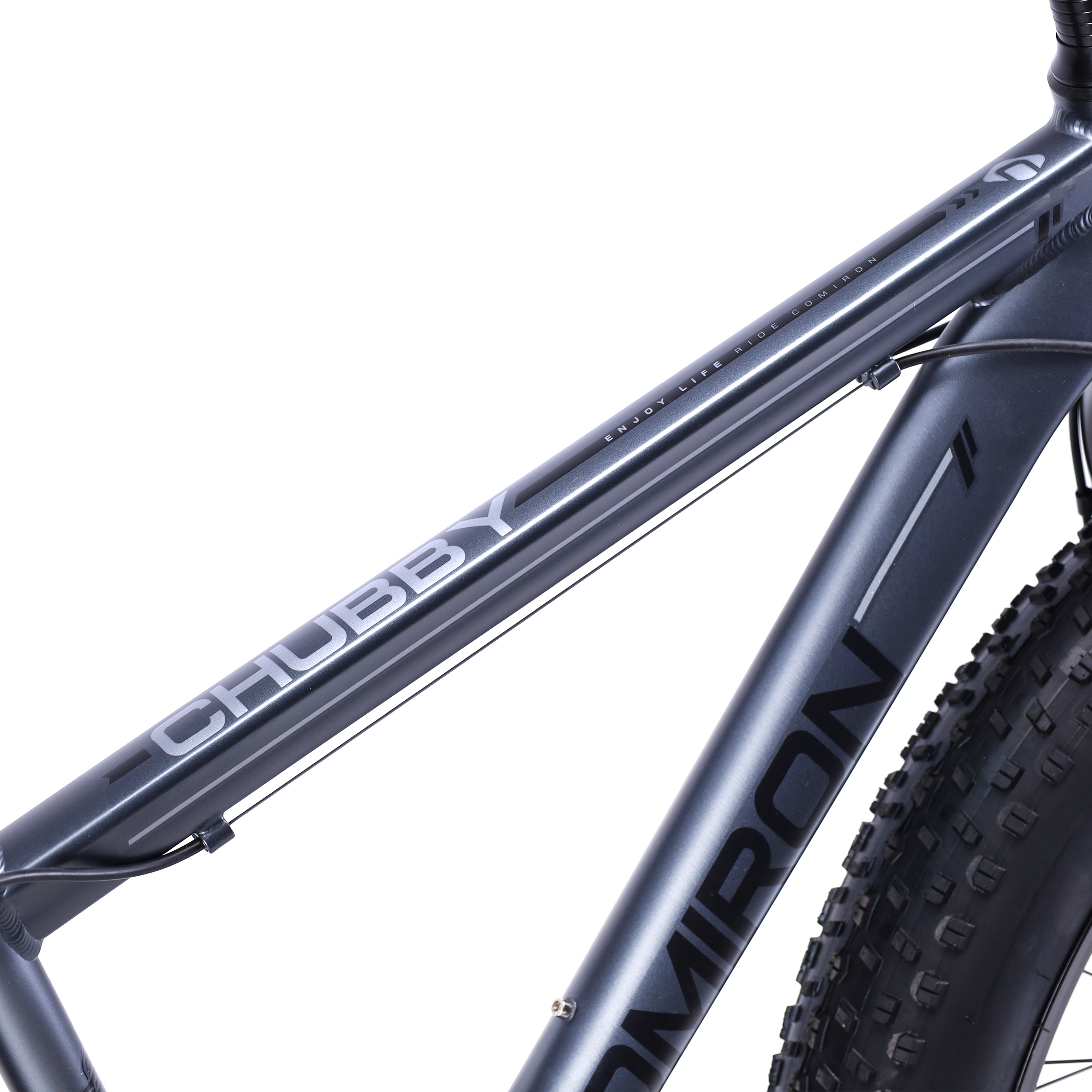 Велосипед фэт-байк 26"x4" рама 21" COMIRON CHUBBY, 1*10sp L-TWOO, 34T, CASSETE 11-42T, HARD FORK, чёрно-серый mustang