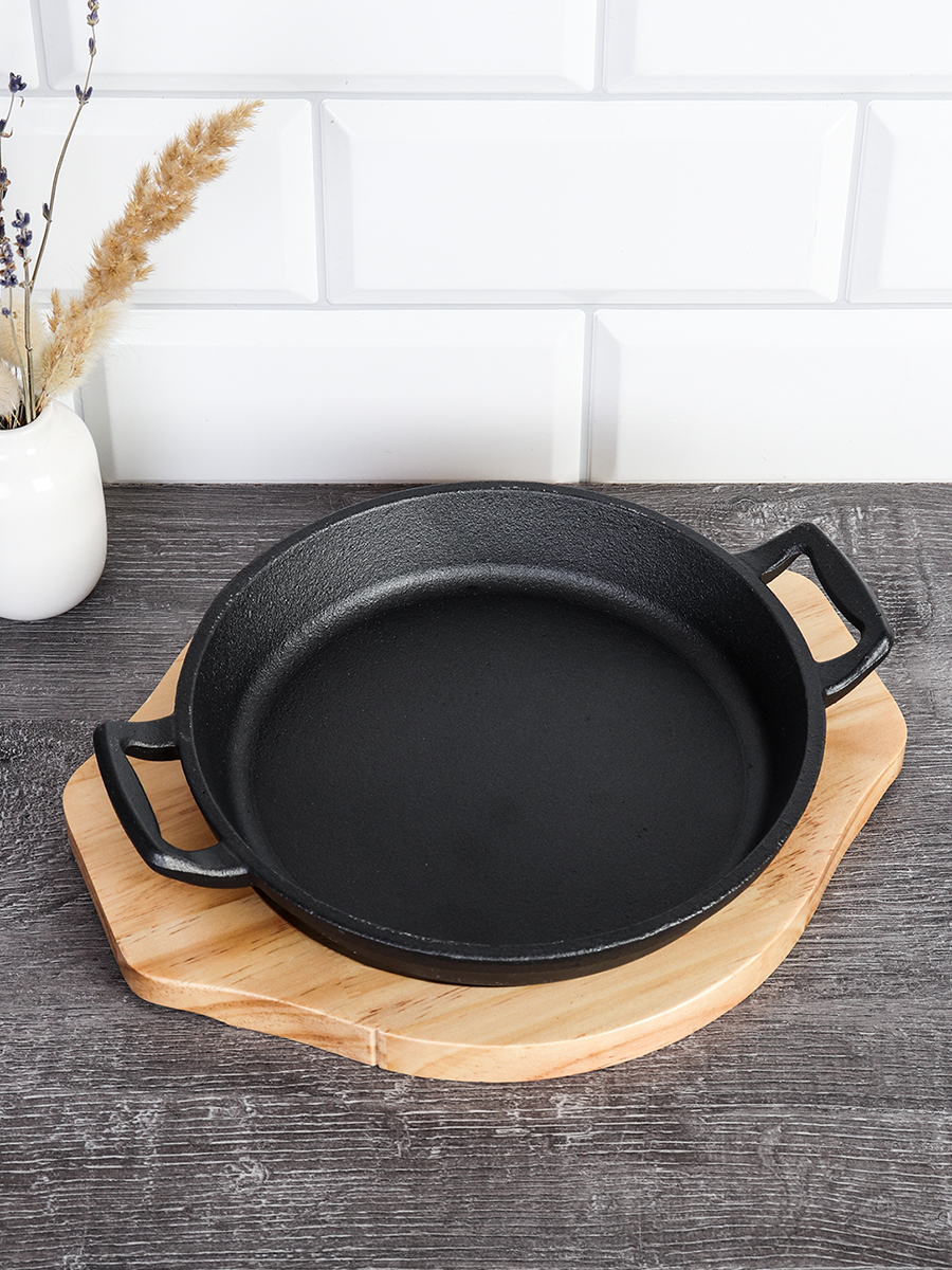 Сковорода чугунная на подставке круг 20х3,5 см / Y-20S /уп 20/