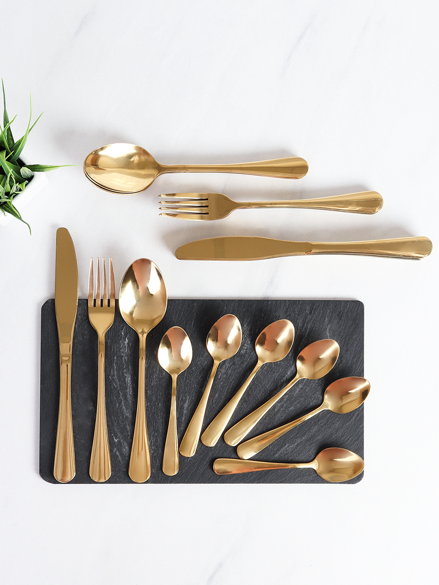 Столовые приборы 24 предмета / YGH24-101002- GOLD /уп 16/ в коробке