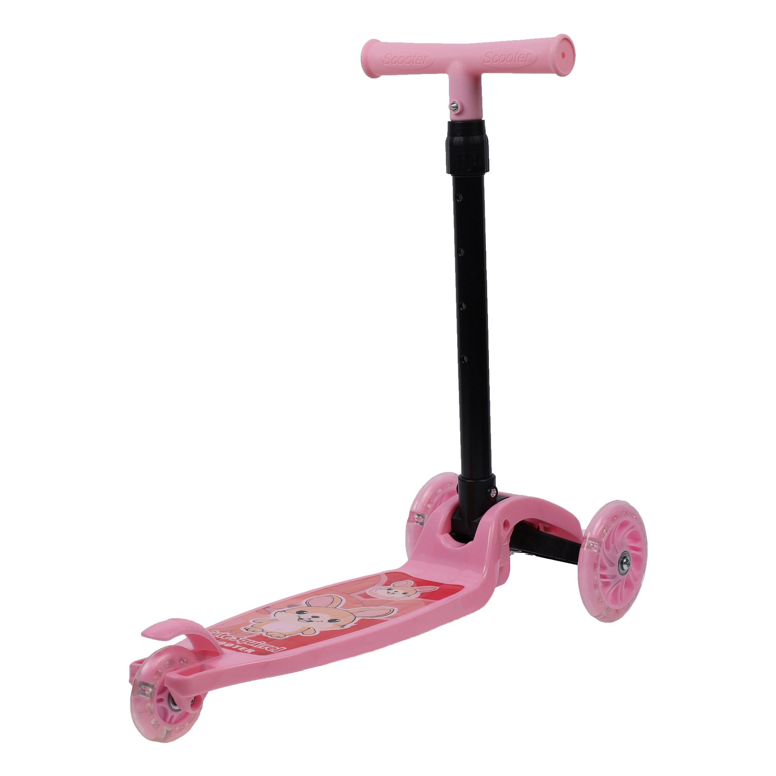 Самокат трехколесный облегчённый для детей от 3-х лет Yeenot GT105-1, нагрузка до 25кг, вес 1,2кг, светящиеся колёса 110мм, цвет розовый Белка БК/уп13