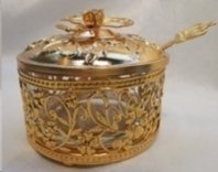 Сахарница с ложкой / 995-8-GOLD /уп 96/