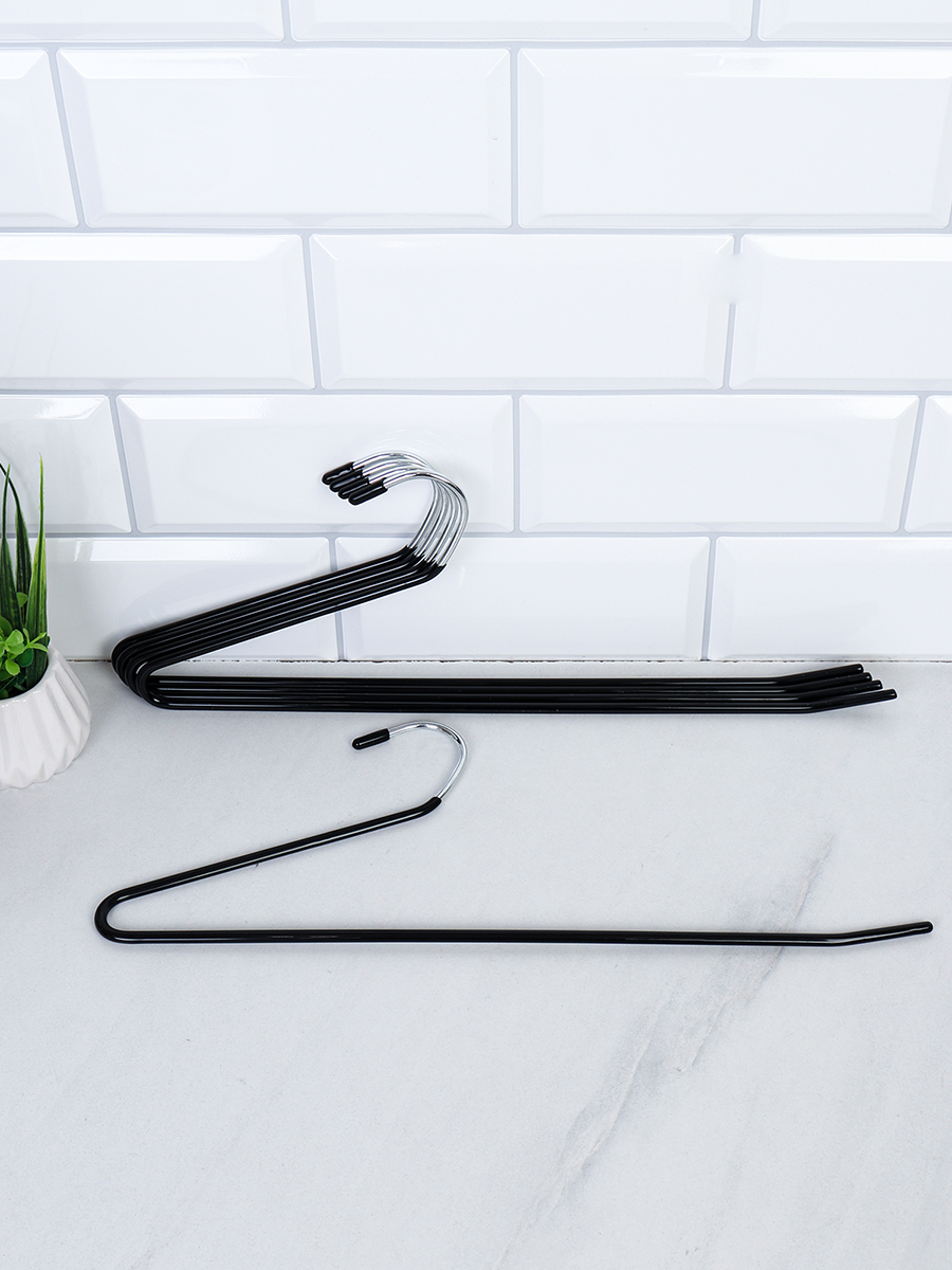 Вешалка для брюк черная набор 5 штук 35 см 61 грамма / F61OP-black /уп 40/ OPP