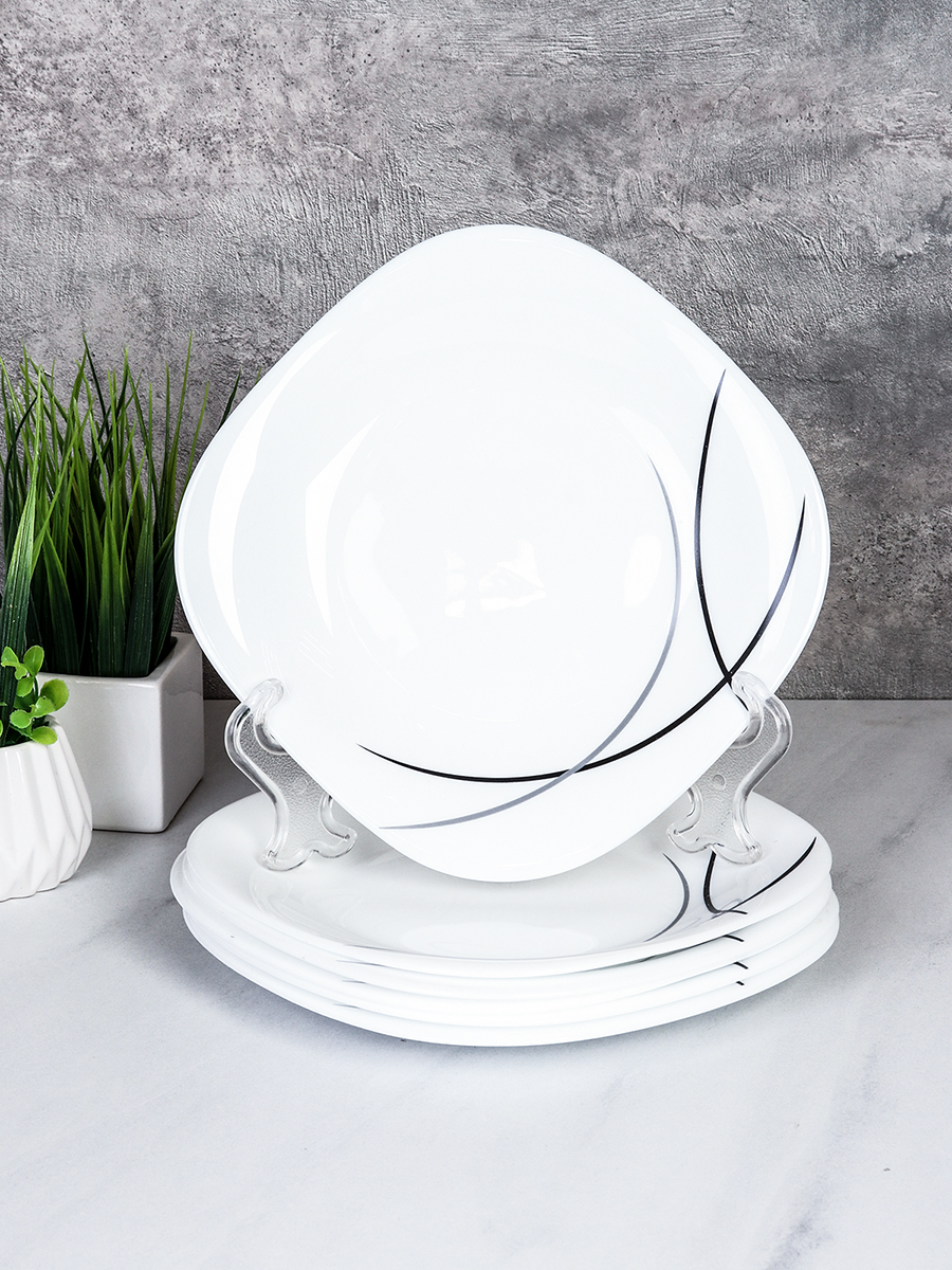 Набор квадратных тарелок 6 штук 200 мм / FP-80XN (7267-2) /уп 8/ Полосы классика