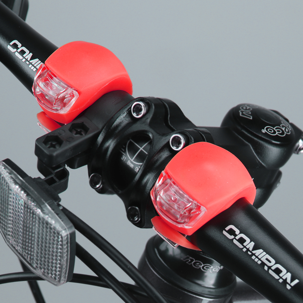 Фонарь LED в силиконовом корпусе на руль велосипеда скутера на шлем питание от батареек красный /уп 2/60/480/