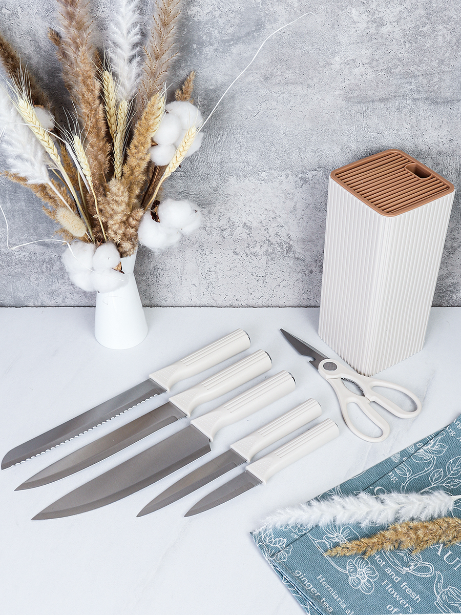 Набор кухонных ножей на подставке 7 предметов / YX-169 /уп 20/